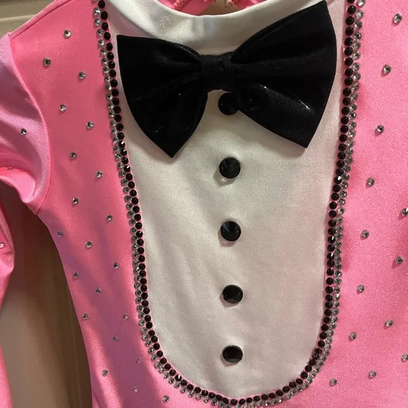 Pink panther tuxedo figure skating dress